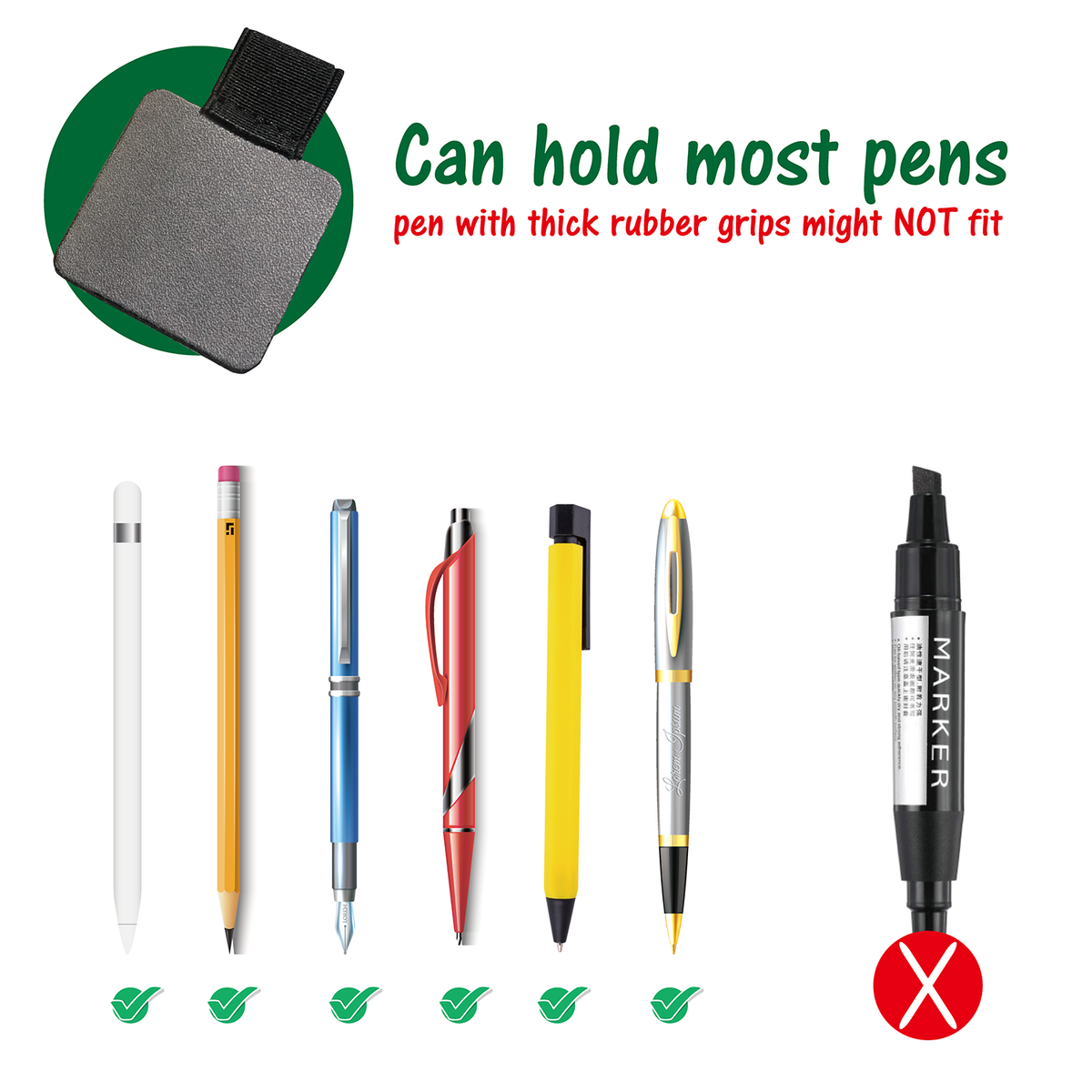 Self-Adhesive PU Leather Pen Clip Pencil Elastic Loop Holder For Notebooks Journals Planners