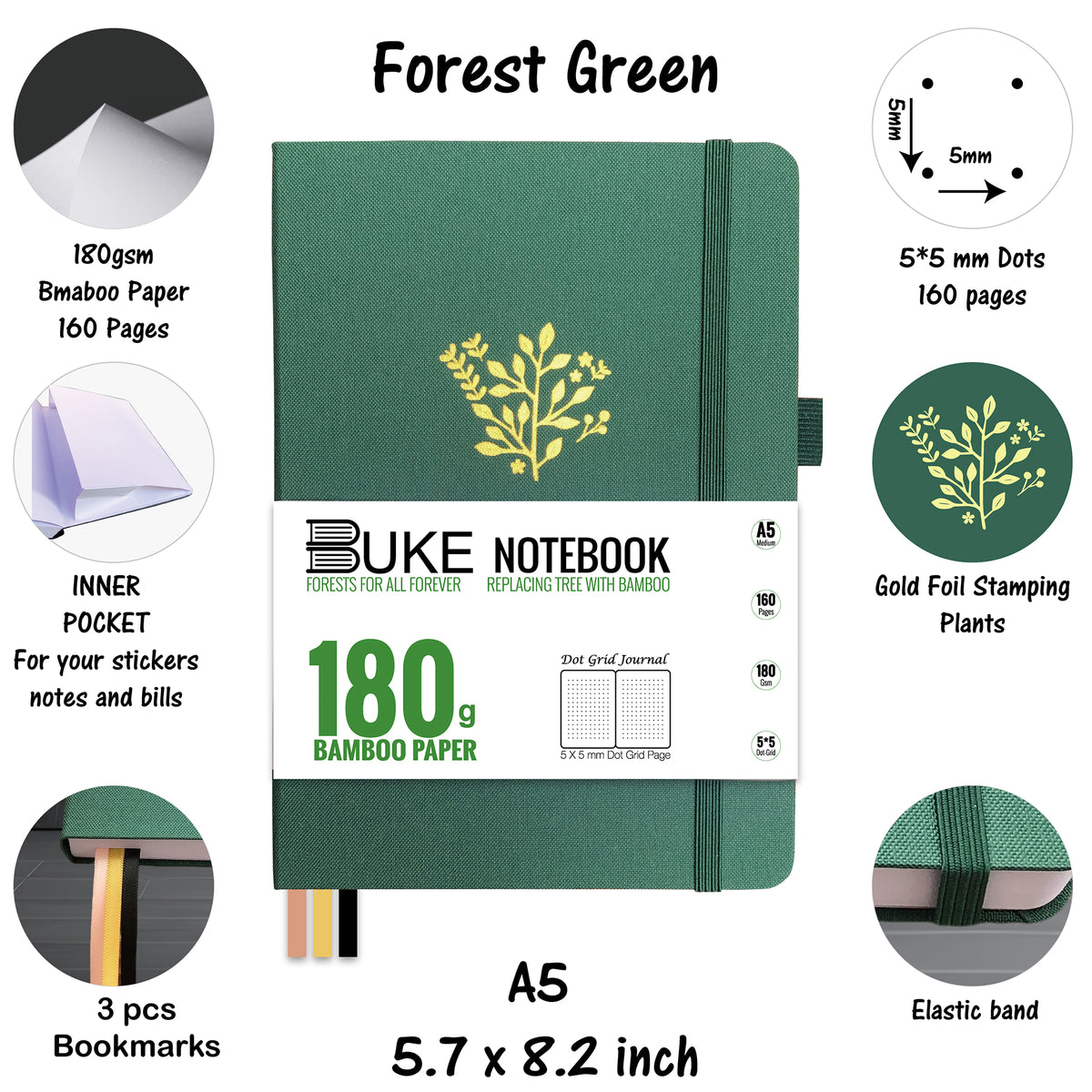 2025 Bullet Journal 180Gsm Bamboo Paper Dot Grid Notebook