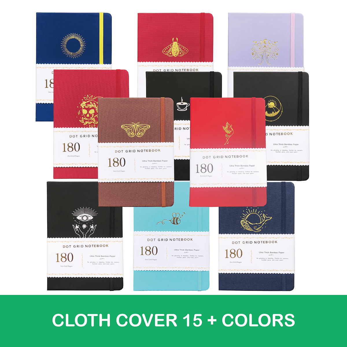180gsm Bamboo Paper A5 Dotted Notebook Bullet Journal Butterfly Cream PU - bukenotebook