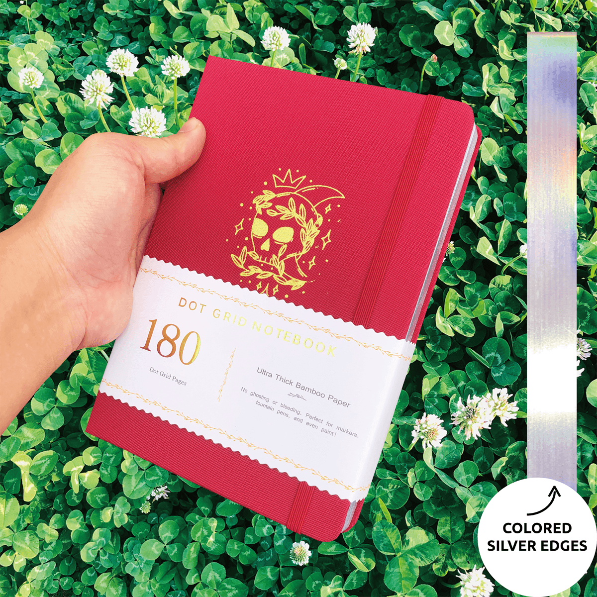 180gsm Bamboo Paper A5 Crown Skull Bullet Dotted Notebook Bullet Journal - bukenotebook