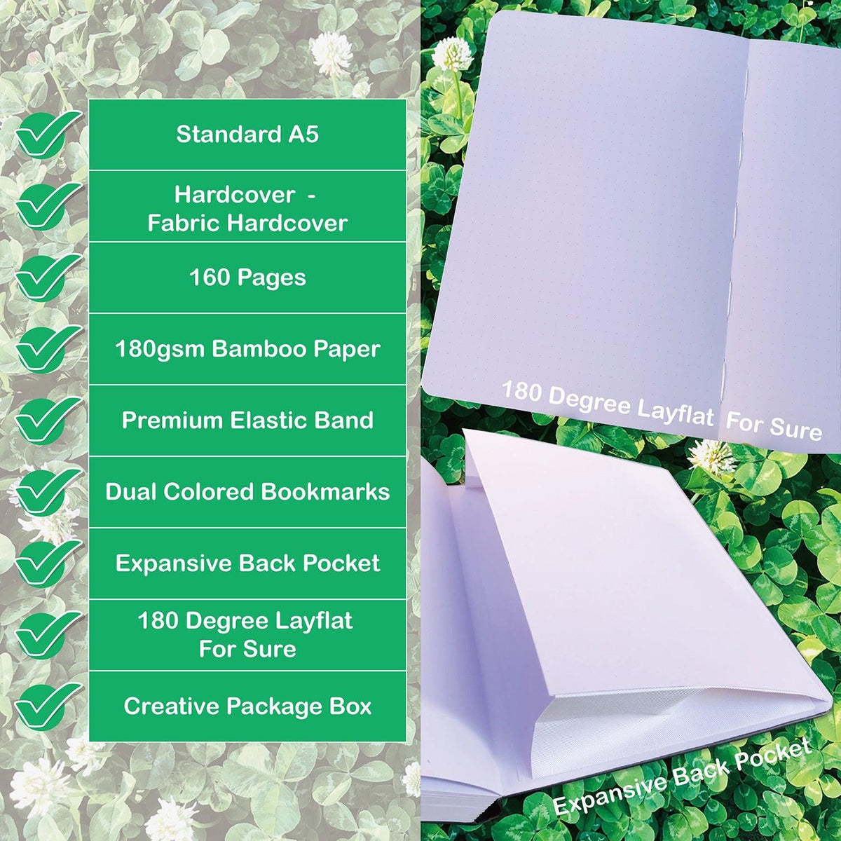 180gsm Bamboo Paper A5 Mystery Diamond Dotted Notebook Dotted Journal Bullet Journal - bukenotebook