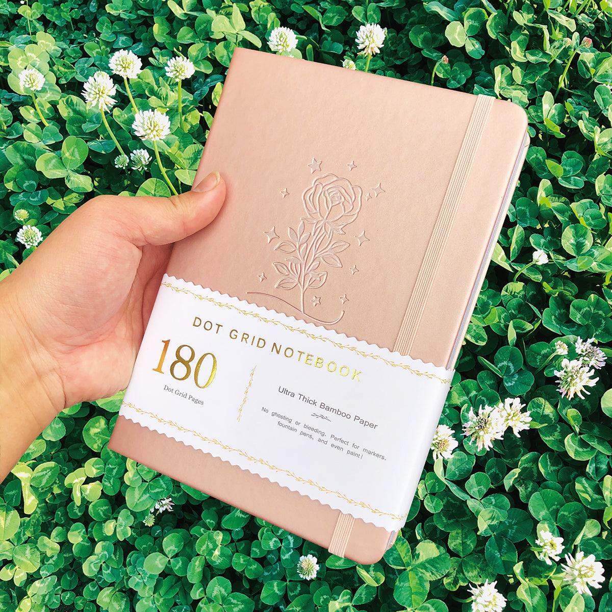 180GSM Paper Bullet Journal PU Leather Hardcover ROSE GOLD - bukenotebook