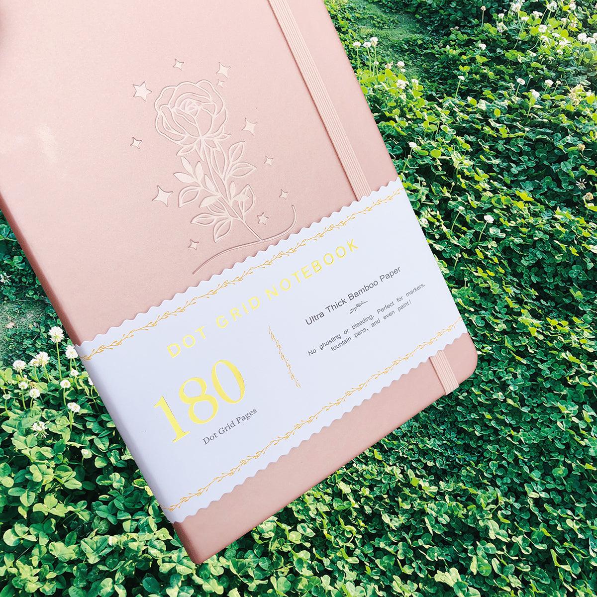180GSM Paper Bullet Journal PU Leather Hardcover ROSE GOLD - bukenotebook