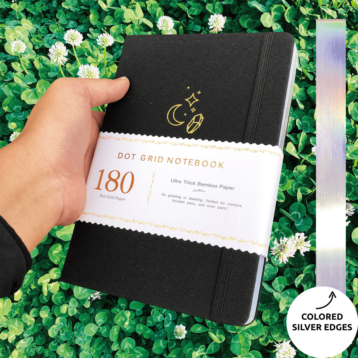 180gsm Bamboo Paper Bullet Journal, Black Color,180GSM Bamboo Paper MOON Stars - bukenotebook