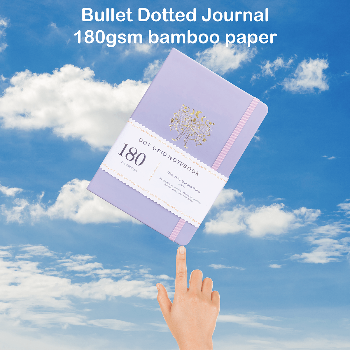 180gsm Bamboo Paper A5 Dotted Notebook Bullet Journal Butterfly Light Purple - bukenotebook