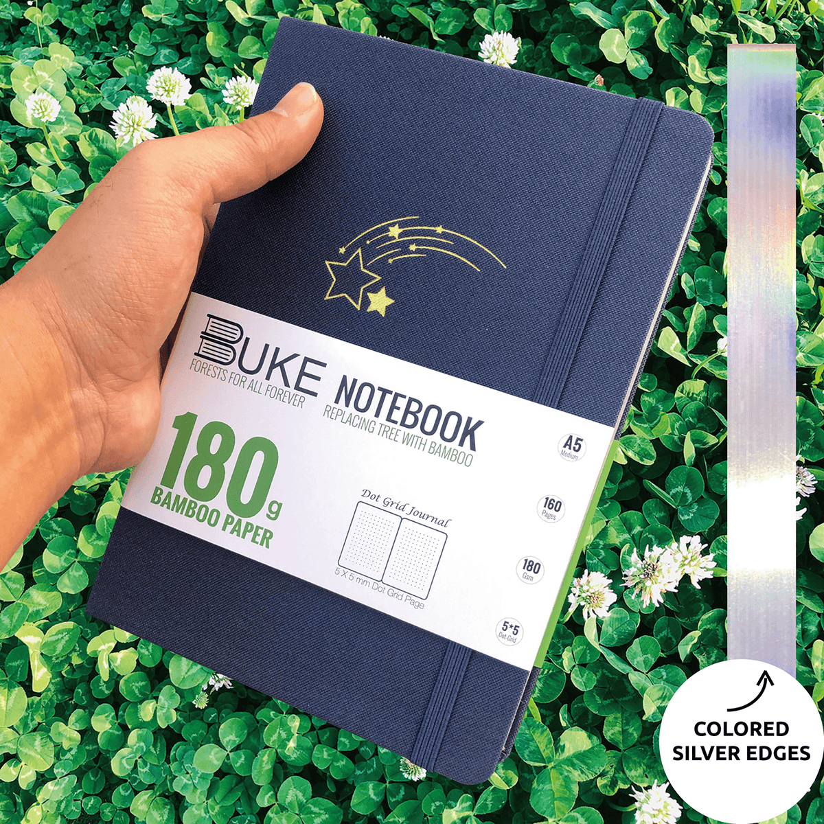 180gsm Bamboo Paper A5 Stars Bullet Journal Dot Grid Notebook - bukenotebook