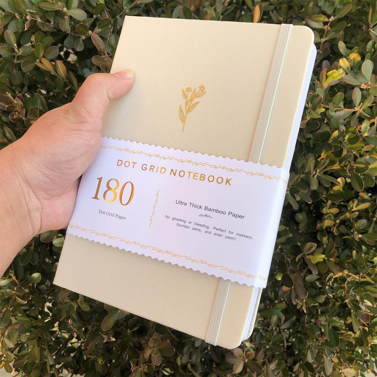 180GSM Bamboo Paper Bullet Dotted Notebook Dot Grid Journal Cream Fabric Hardcover - bukenotebook