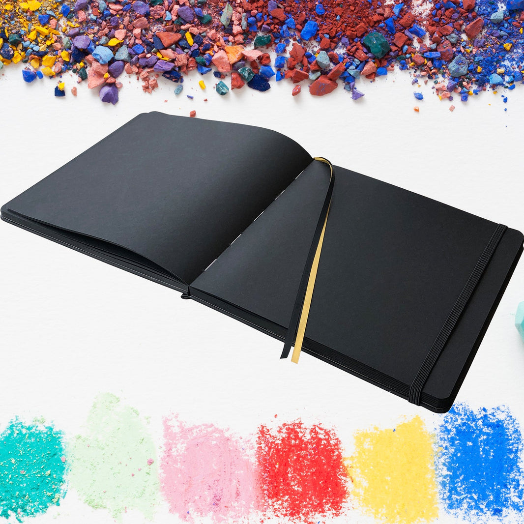 8X8 Inches Black Paper Square Sketchbook Journal
