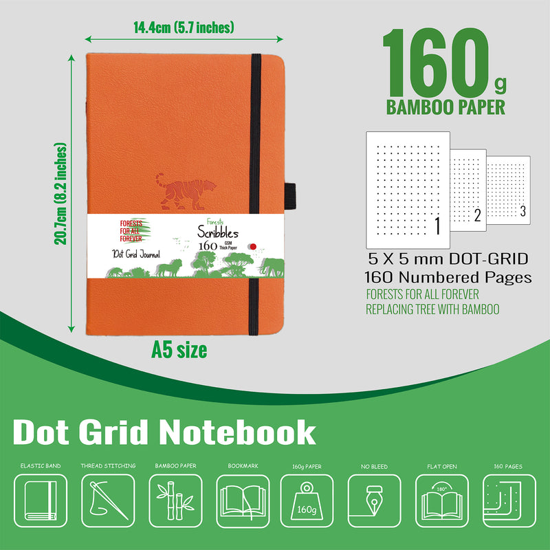 Journal à pois en papier de bambou 160 g/m², taille MOLESKINE de voyage-zoom-