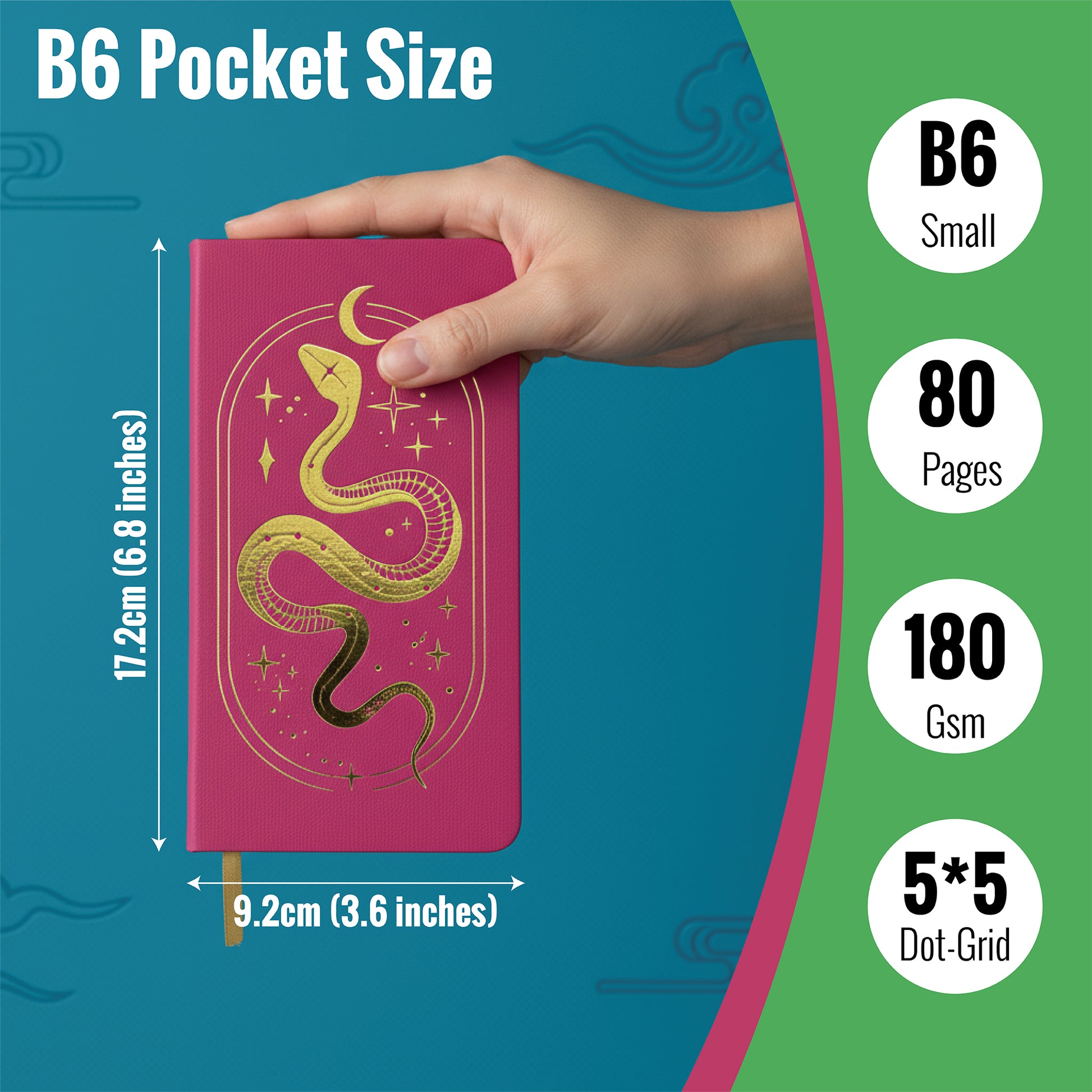BUKE Snake B6 Dot Grid Notebook Faux PU Leather Cover-9