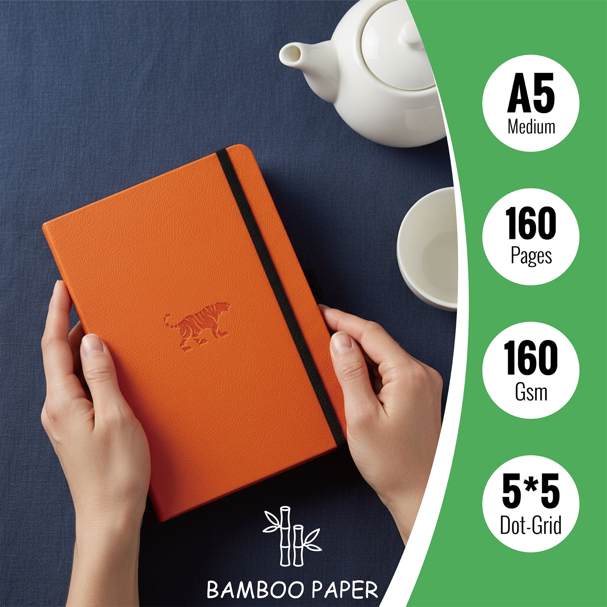 Journal à pois en papier de bambou 160 g/m², taille MOLESKINE de voyage-7