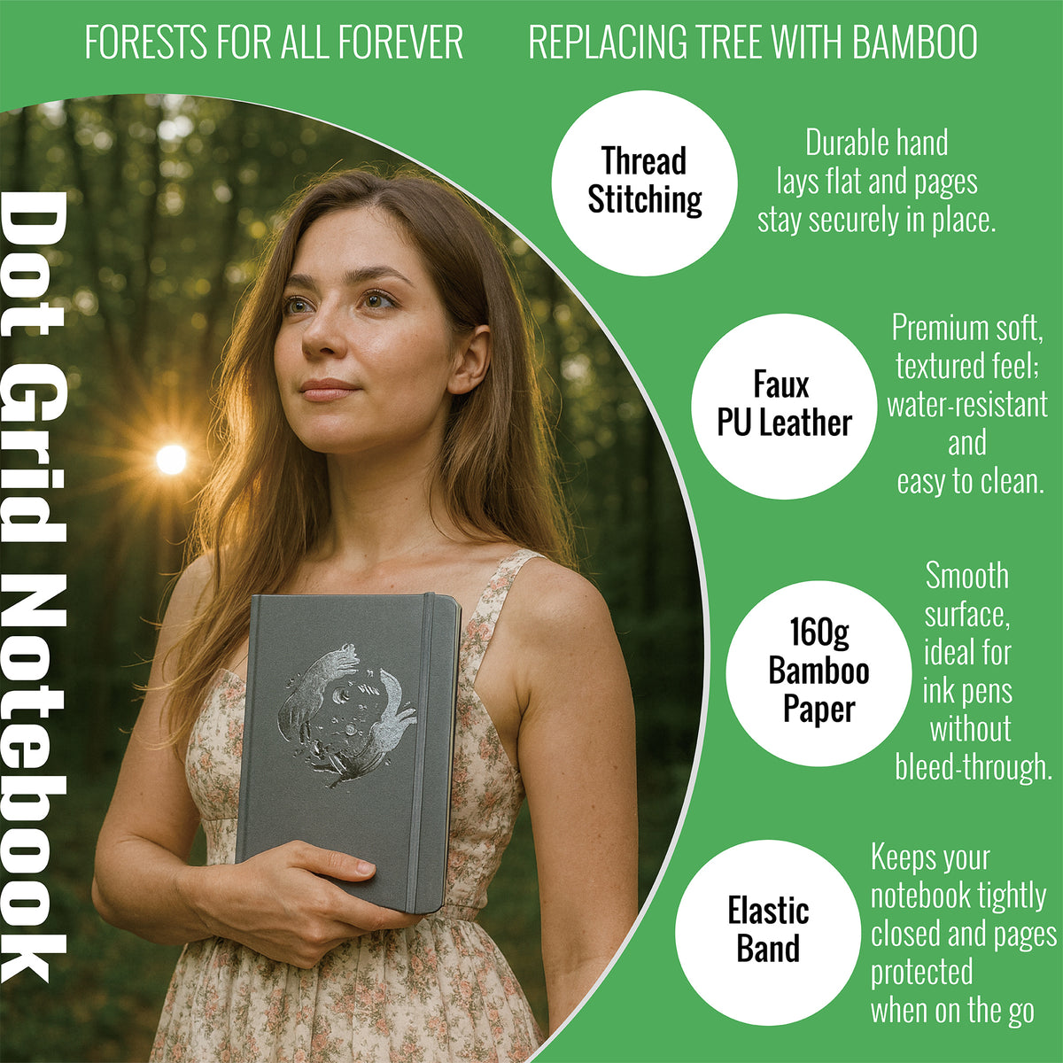 Classic A5 Dot Grid Journal, 160gsm Ultra Paper, 160 Numbered Pages, Faux Leather Cover, Perfect Birthday or Holiday Gift