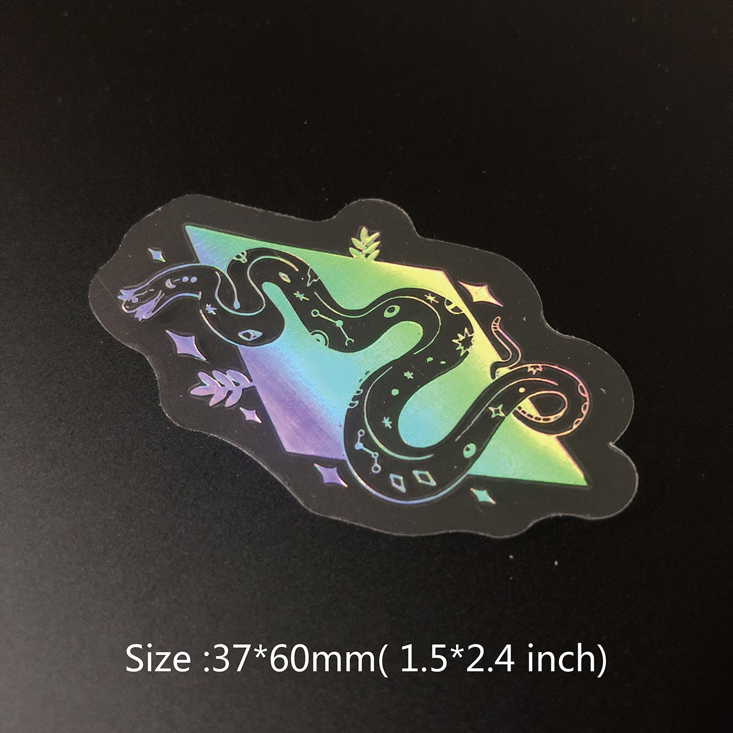100 pcs Laser Silver Stickers Waterproof Transparent PET Adhesive Sticker Label, The Bohemian Style: Moon, SUN, Diamond, Feather-zoom-7