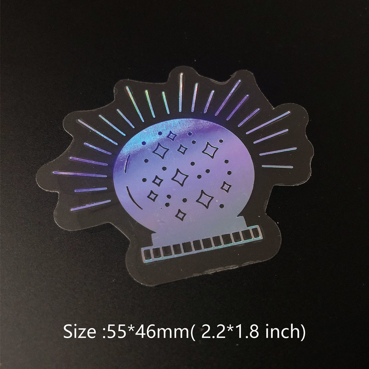 100 pcs Laser Silver Stickers Waterproof Transparent PET Adhesive Sticker Label, The Bohemian Style: Moon, SUN, Diamond, Feather