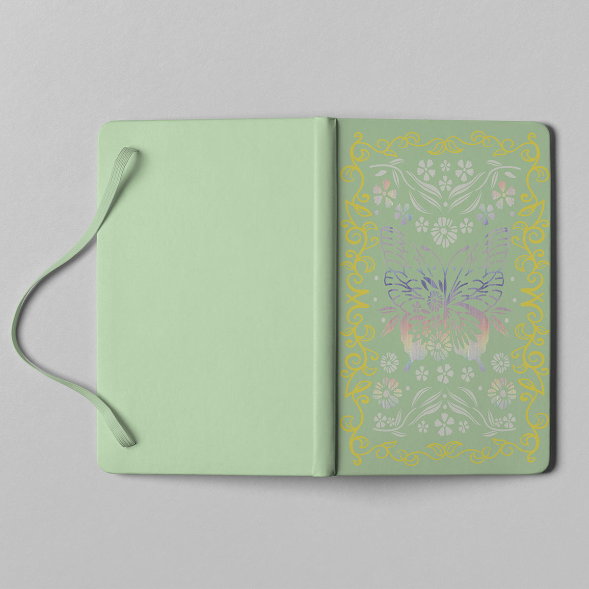 160GSM Bamboo Paper Bullet Dotted Journal- Butterfly And Frame-Green