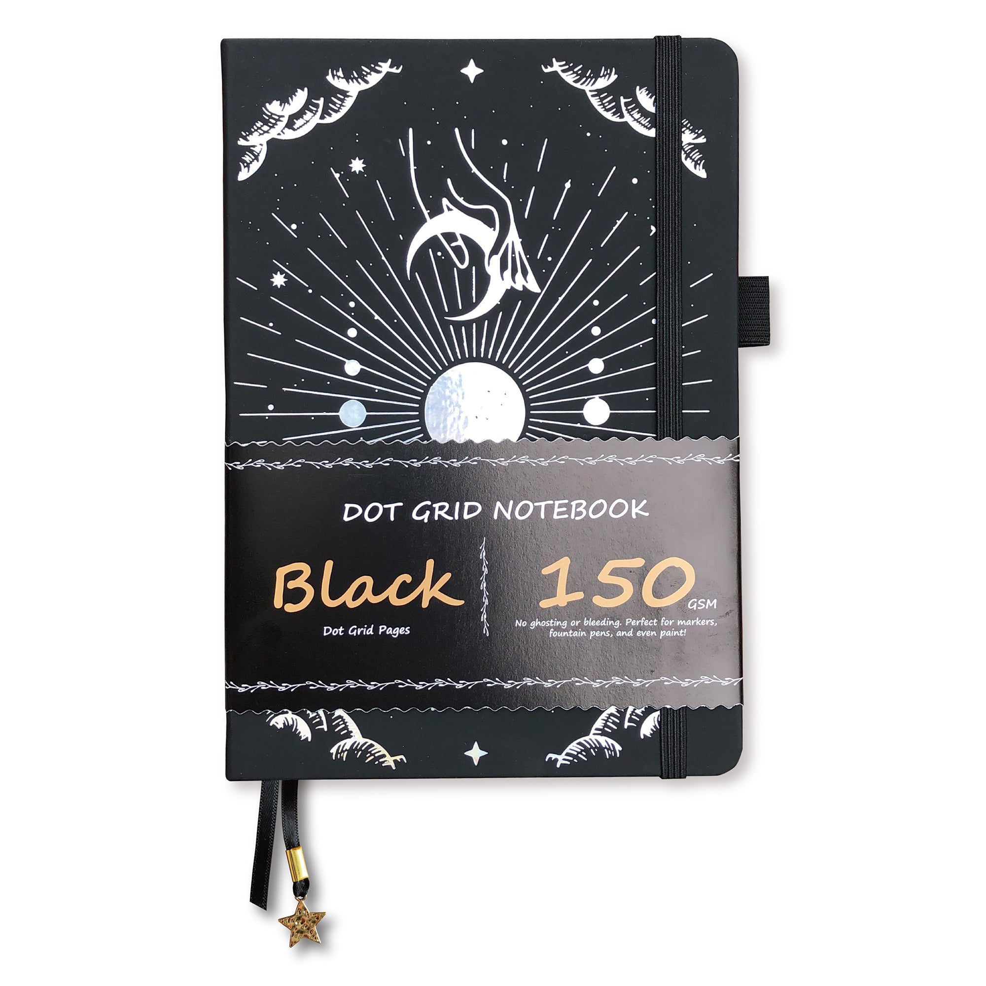 150g Black Paper Bullet Dotted Journal-Moons-Black Color PU Leather A5 Size Hardcover-zoom-3