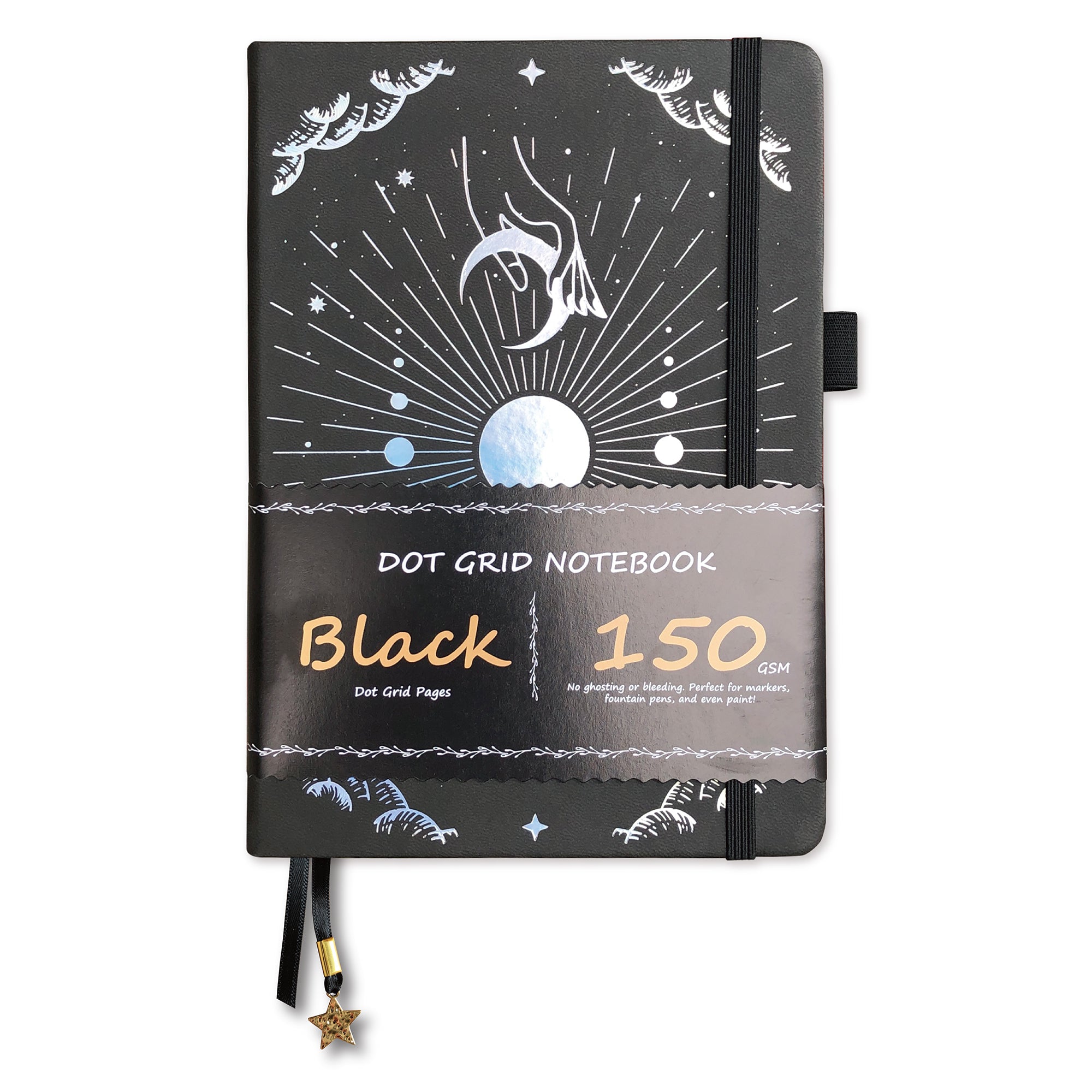 150g Black Paper Bullet Dotted Journal-Moons-Sky Grey Color PU Leather A5 Size Hardcover-zoom-10
