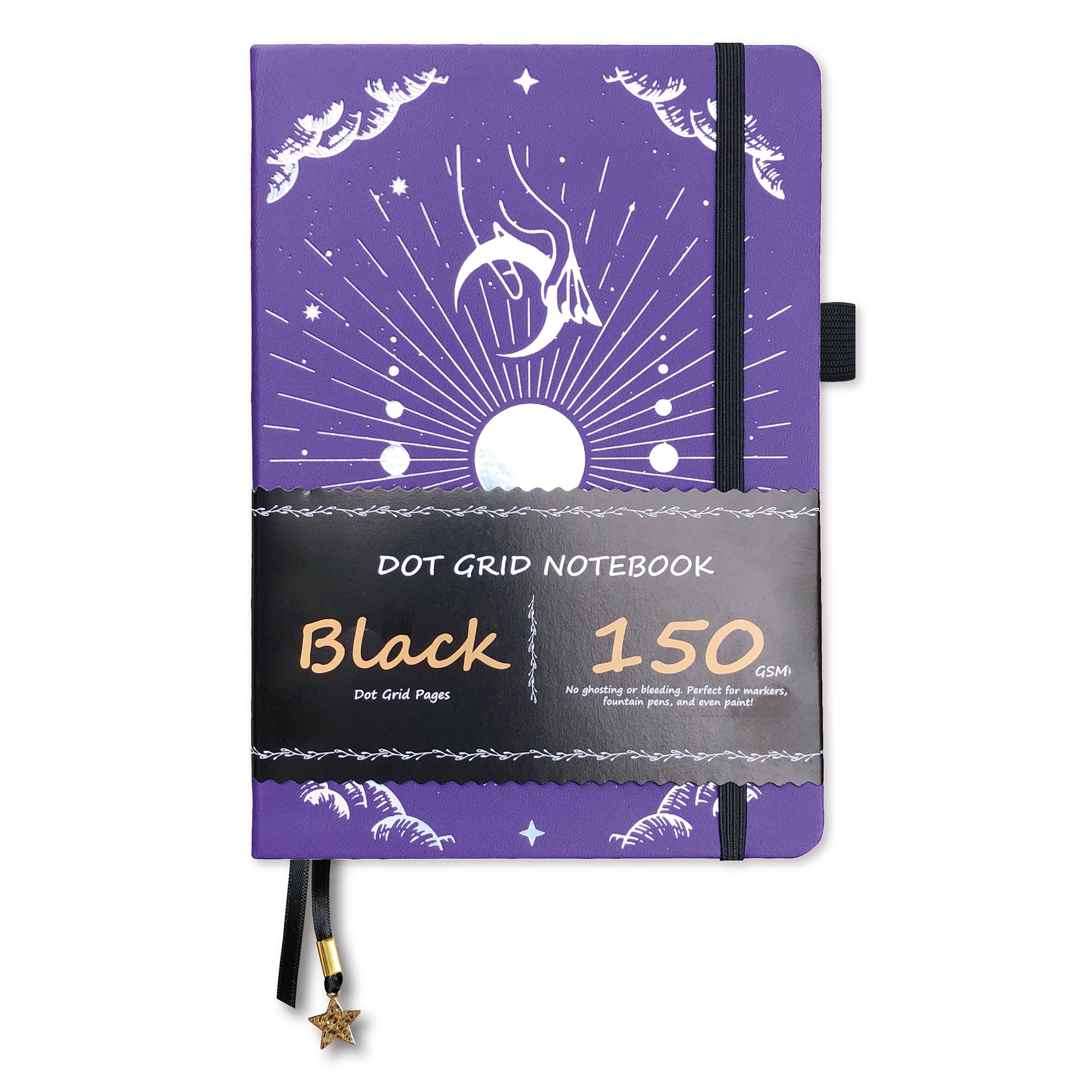 150g Black Paper Bullet Dotted Journal-Moons-Purple Color PU Leather A5 Size Hardcover-10