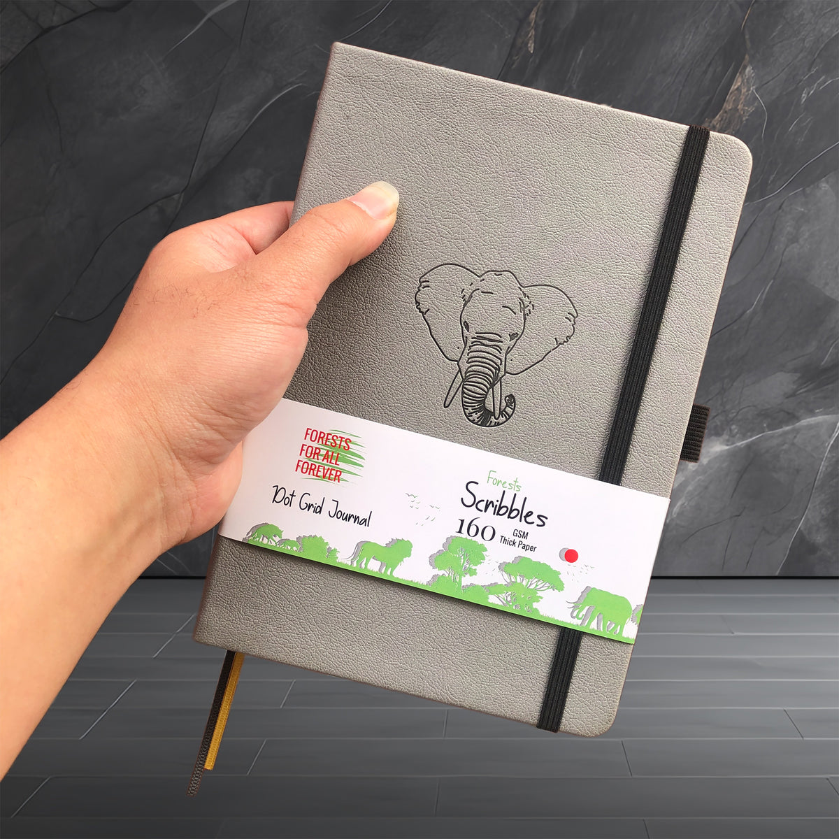 Elephant- Numbered 160 Pages, 5x5mm DOT GRID Dotted Journal Notebook