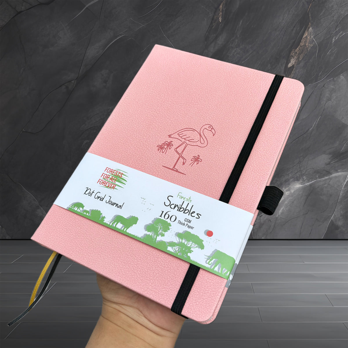 Flamingo PINK- Numbered 160 Pages, 5x5mm DOT GRID Dotted Journal Notebook