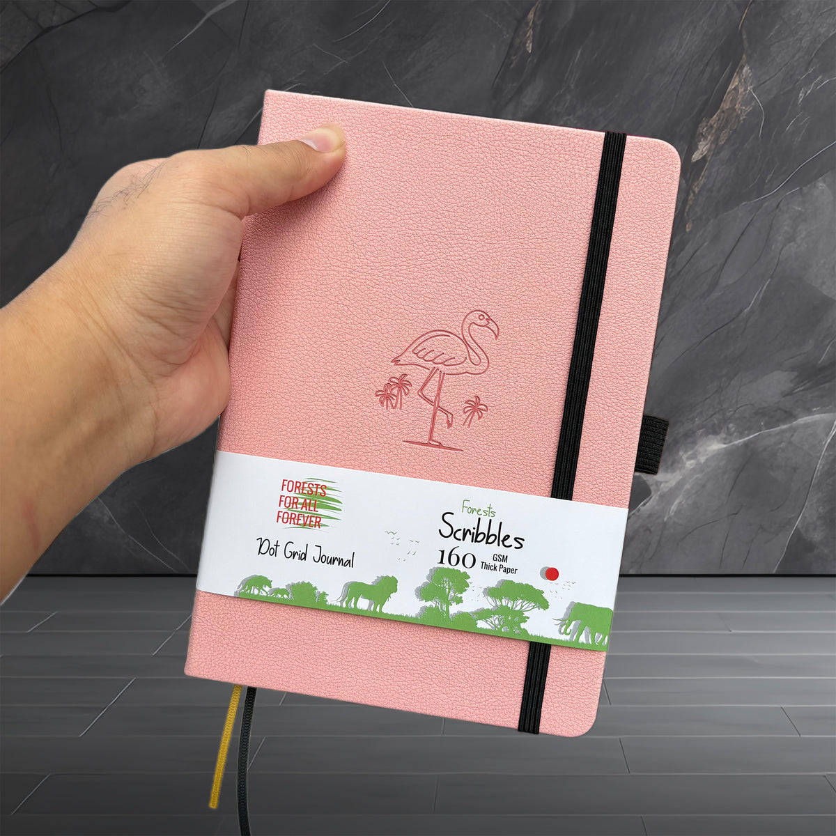 Flamingo PINK- Numbered 160 Pages, 5x5mm DOT GRID Dotted Journal Notebook