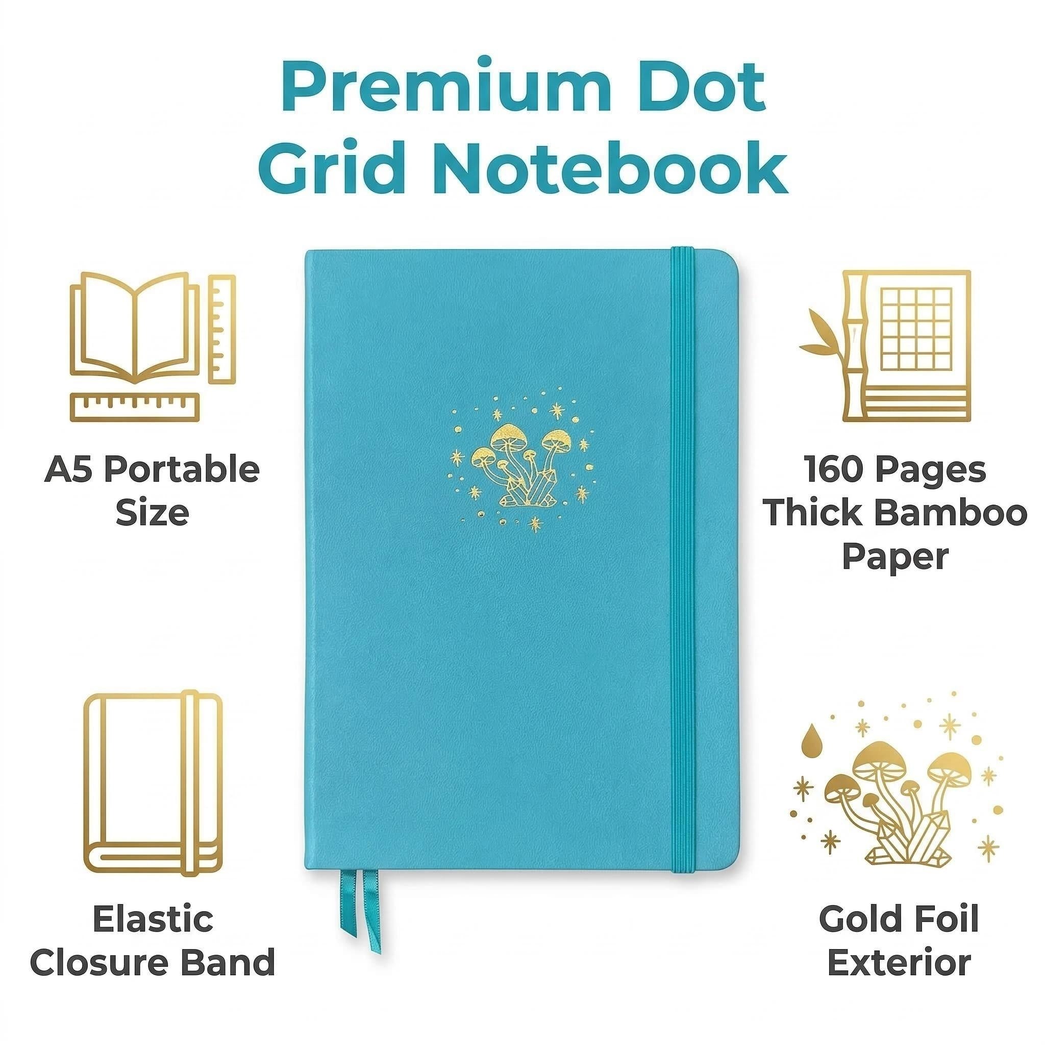 BUKE A5 Mushroom Dot Grid Notebook 160gsm White Paper Hardcover Journal-zoom-3