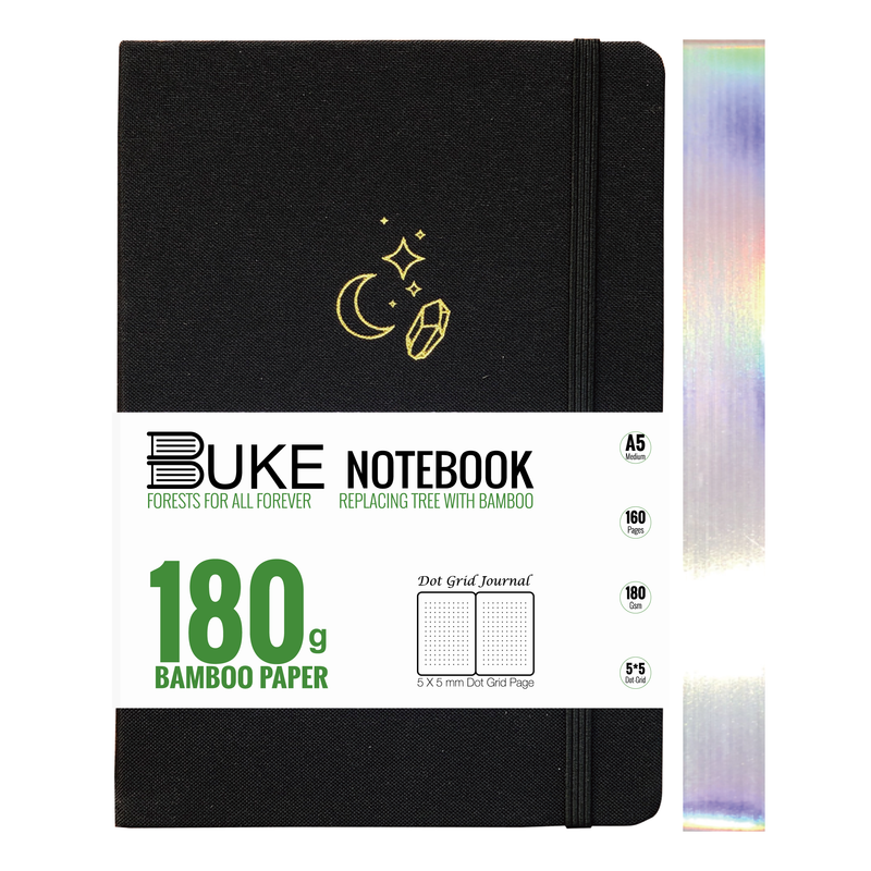 BUKE Moon Crystal Fabric Dot Grid Notebook,180gsm Bamboo Paper-zoom-