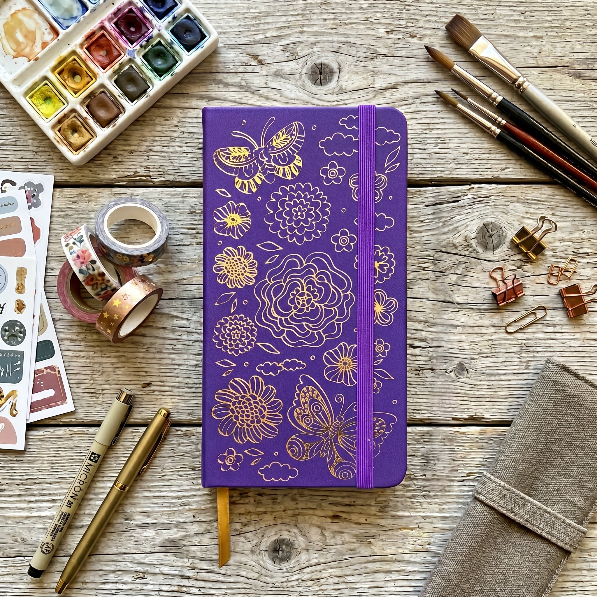 180gsm bamboo paper with 5x5 mm dot grid inner pages-Purple cover