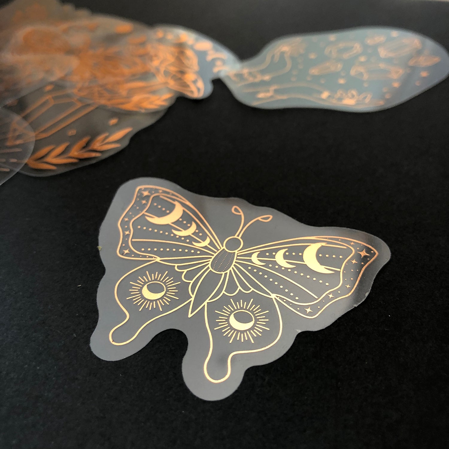 40pcs Rose Gold Stickers Transparent PET Mysterious Butterfly; Moon; Mushroom; Diamond; Sun; Magic Wand DIY Decoration Series-zoom-12