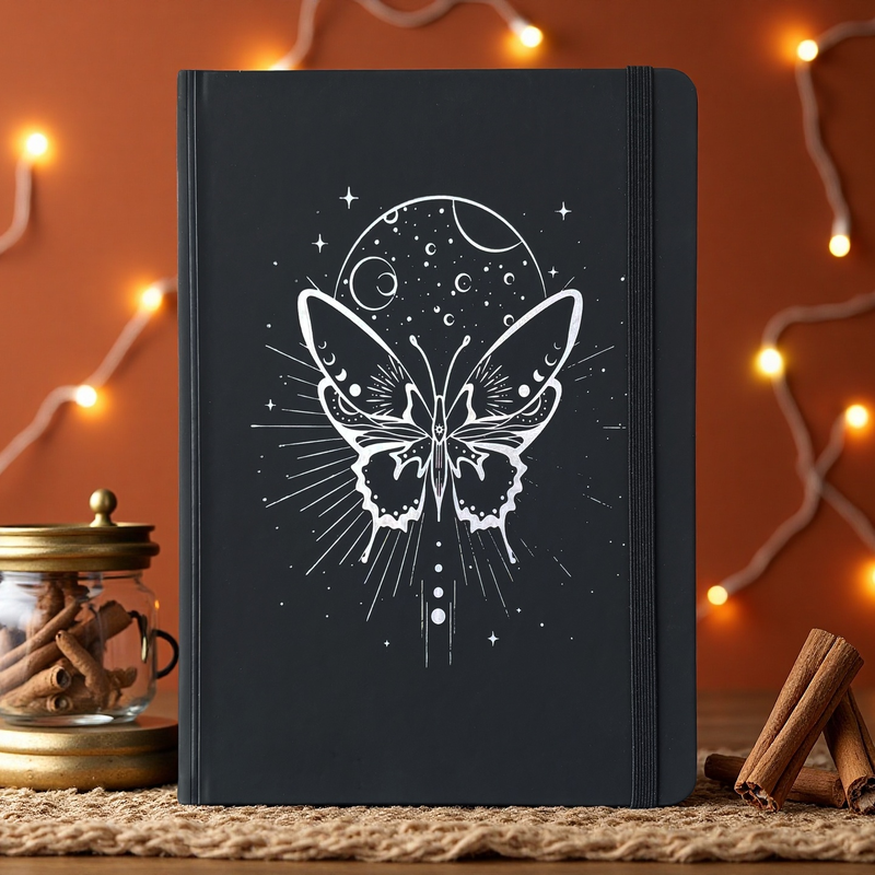 A5 Celestial Butterfly Dot Grid Journal 160gsm Thick Paper PU Hardcover Notebook-zoom-