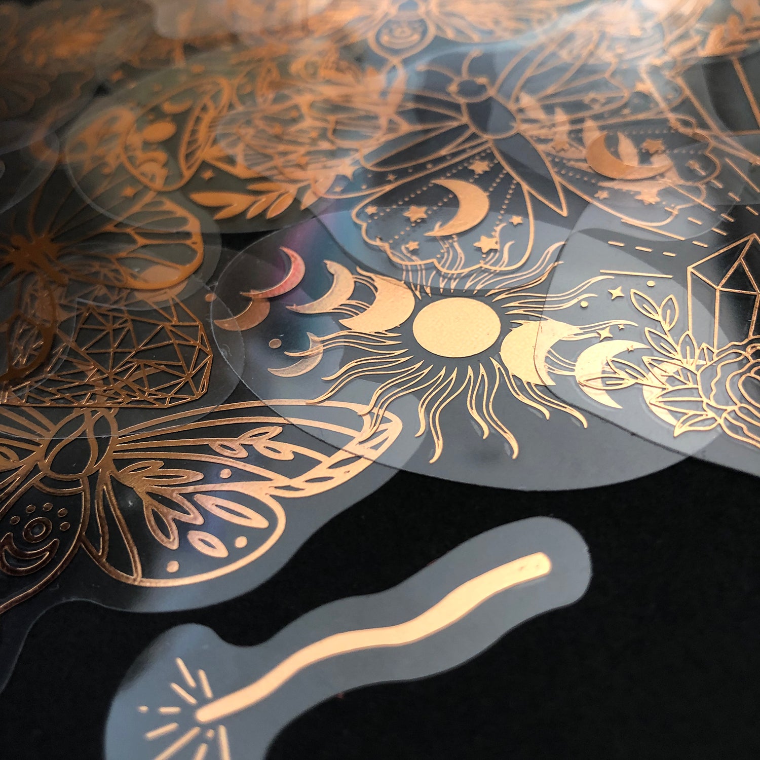 40pcs Rose Gold Stickers Transparent PET Mysterious Butterfly; Moon; Mushroom; Diamond; Sun; Magic Wand DIY Decoration Series-zoom-10