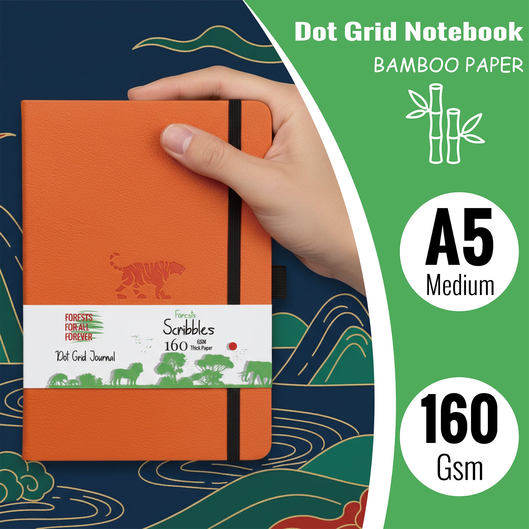 Journal à pois en papier de bambou 160 g/m², taille MOLESKINE de voyage-zoom-2