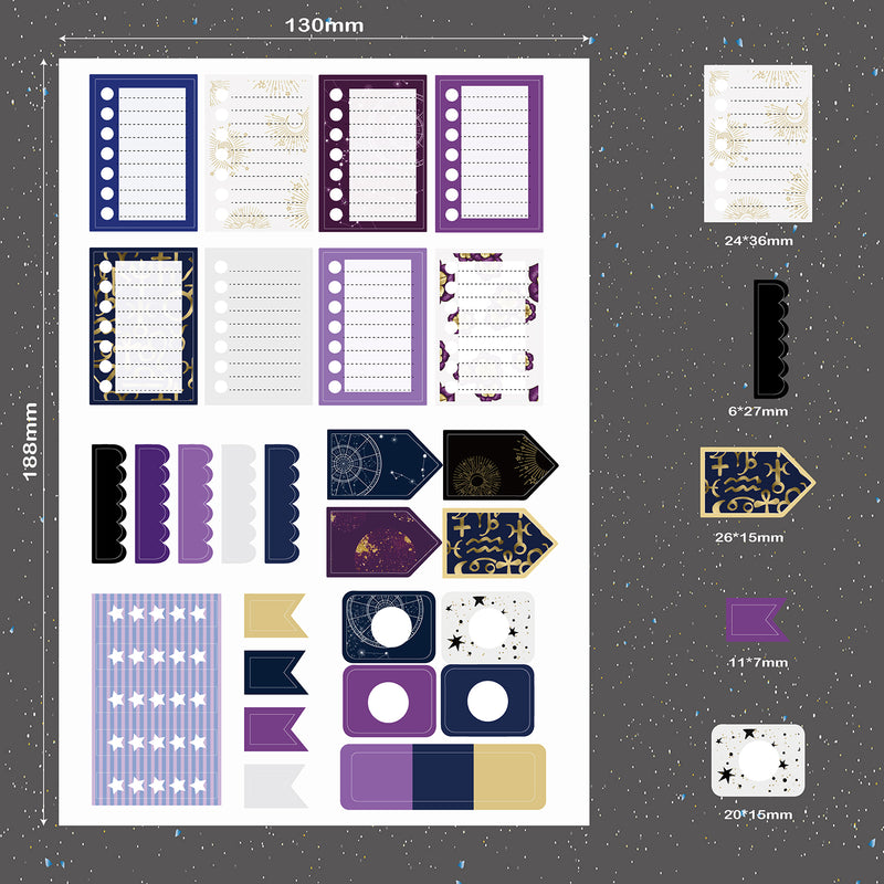 9 Bögen BOHO Sticker Mystery-Serie für Bullet Journals, Planer und Notizbücher. Plus roségoldener Sticker zum Feiern von Zielen-zoom-