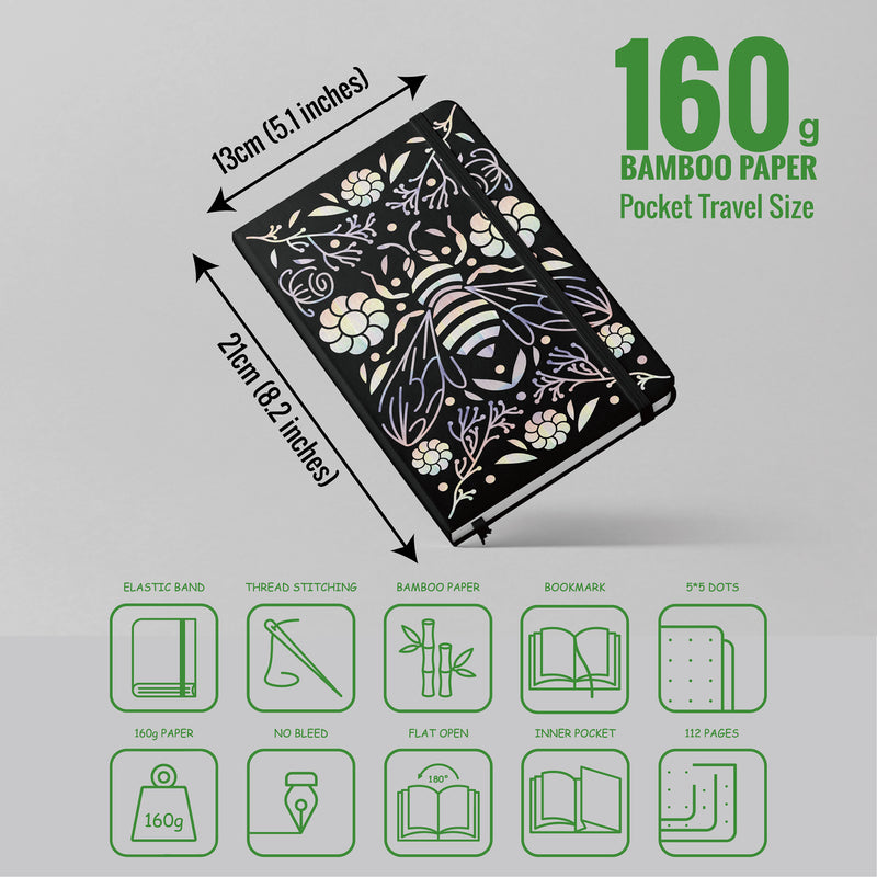 BUKE Bee Holographic Dot Grid Notebook 160gsm Bamboo Paper-zoom-