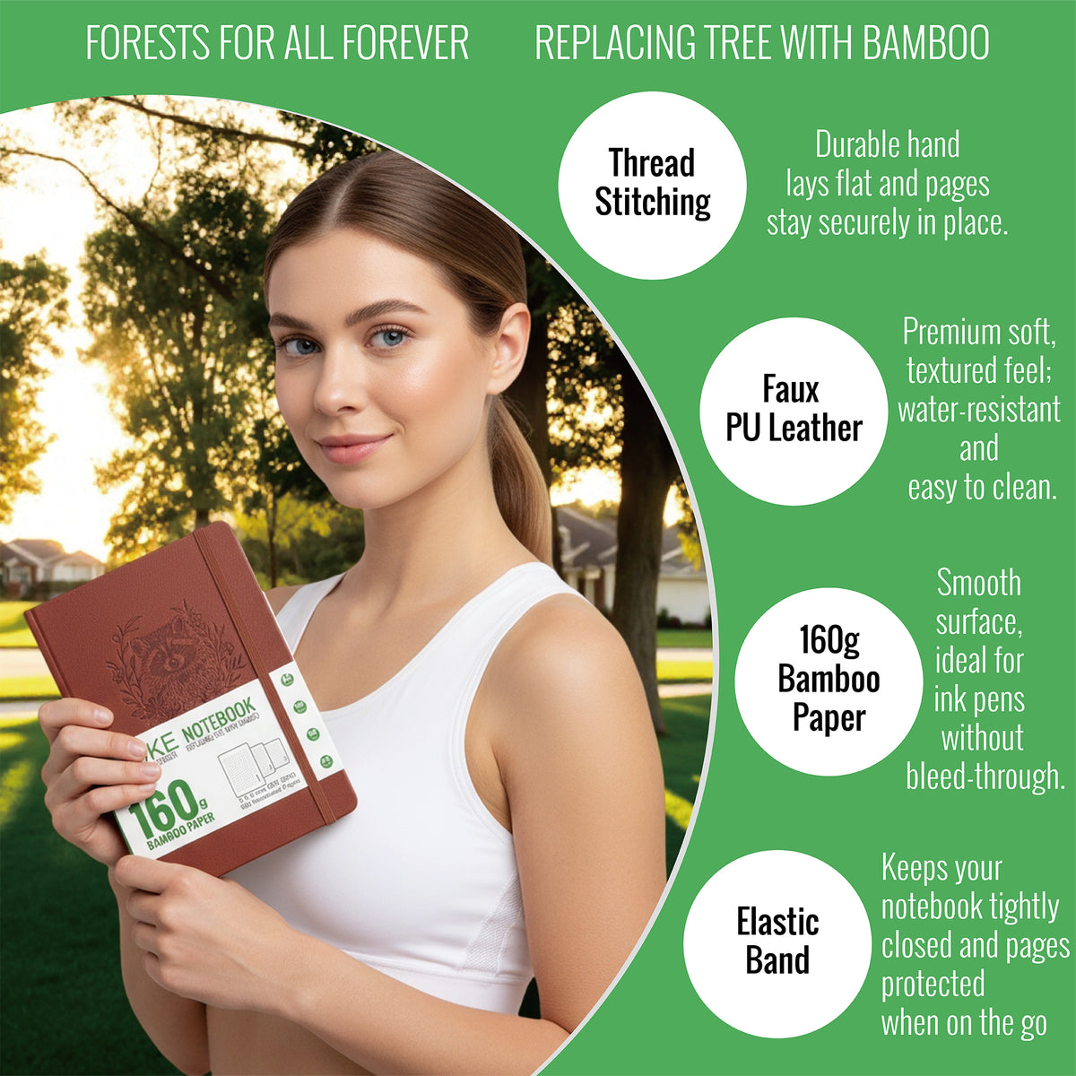 Aesthetic Dotted Journal A5, 160gsm Paper, Faux PU Leather Cover, Lay Flat Design, Great Gift for Writers & Dreamers