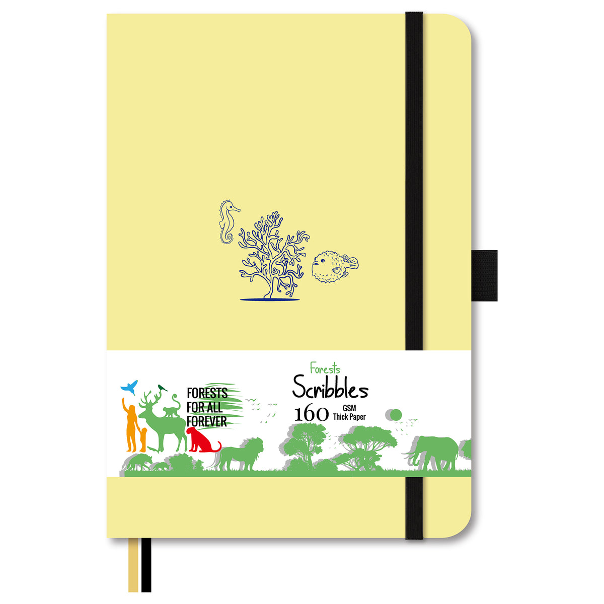 Ocean Seahorse- Numbered 160 Pages, 5x5mm DOT GRID Dotted Journal Notebook