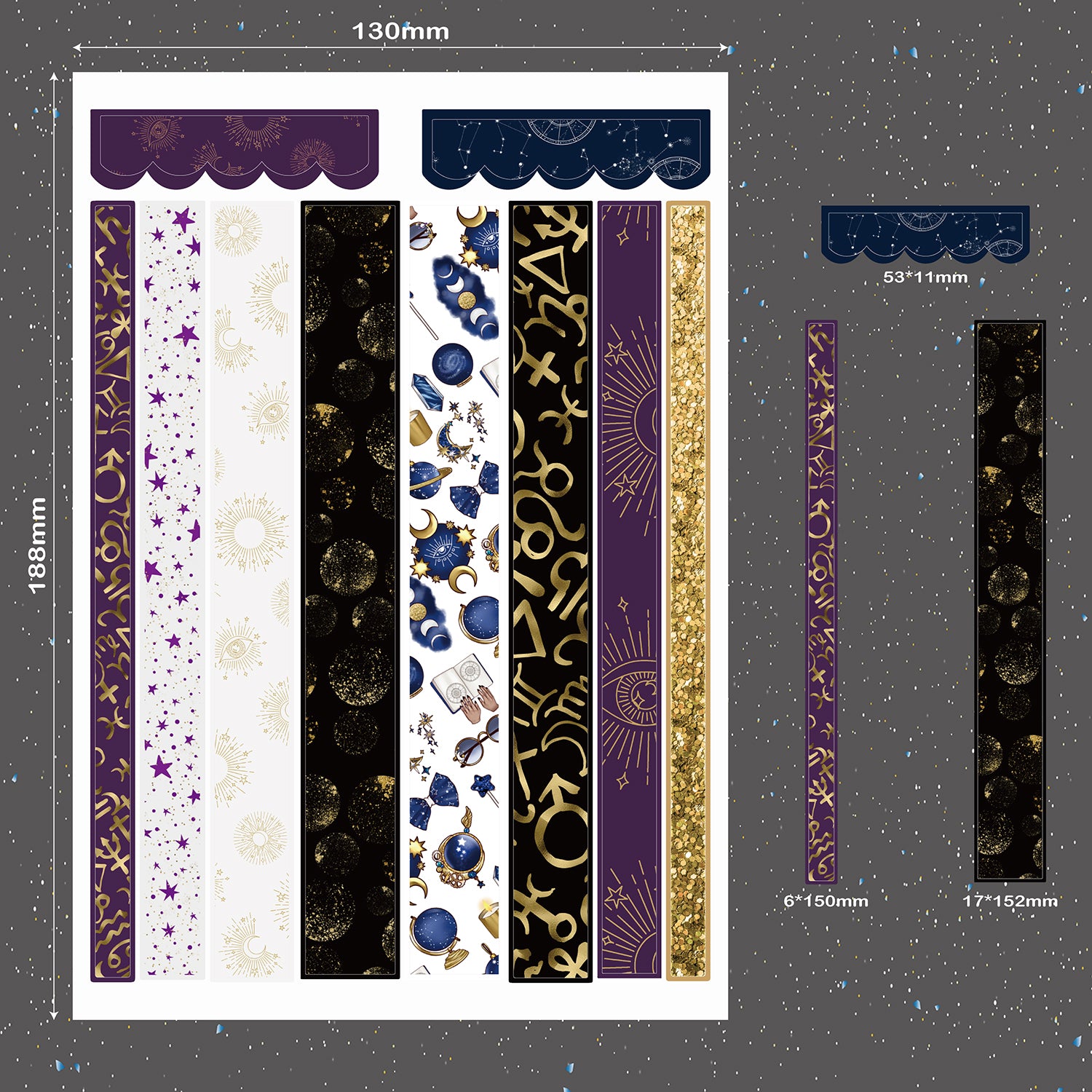 9 Bögen BOHO Sticker Mystery-Serie für Bullet Journals, Planer und Notizbücher. Plus roségoldener Sticker zum Feiern von Zielen-9