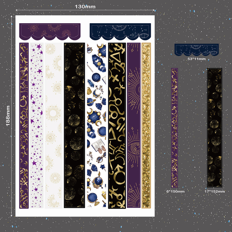 9 Bögen BOHO Sticker Mystery-Serie für Bullet Journals, Planer und Notizbücher. Plus roségoldener Sticker zum Feiern von Zielen-zoom-