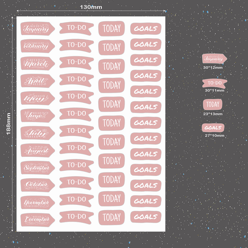 9 Bögen BOHO Sticker Mystery-Serie für Bullet Journals, Planer und Notizbücher. Plus roségoldener Sticker zum Feiern von Zielen-zoom-