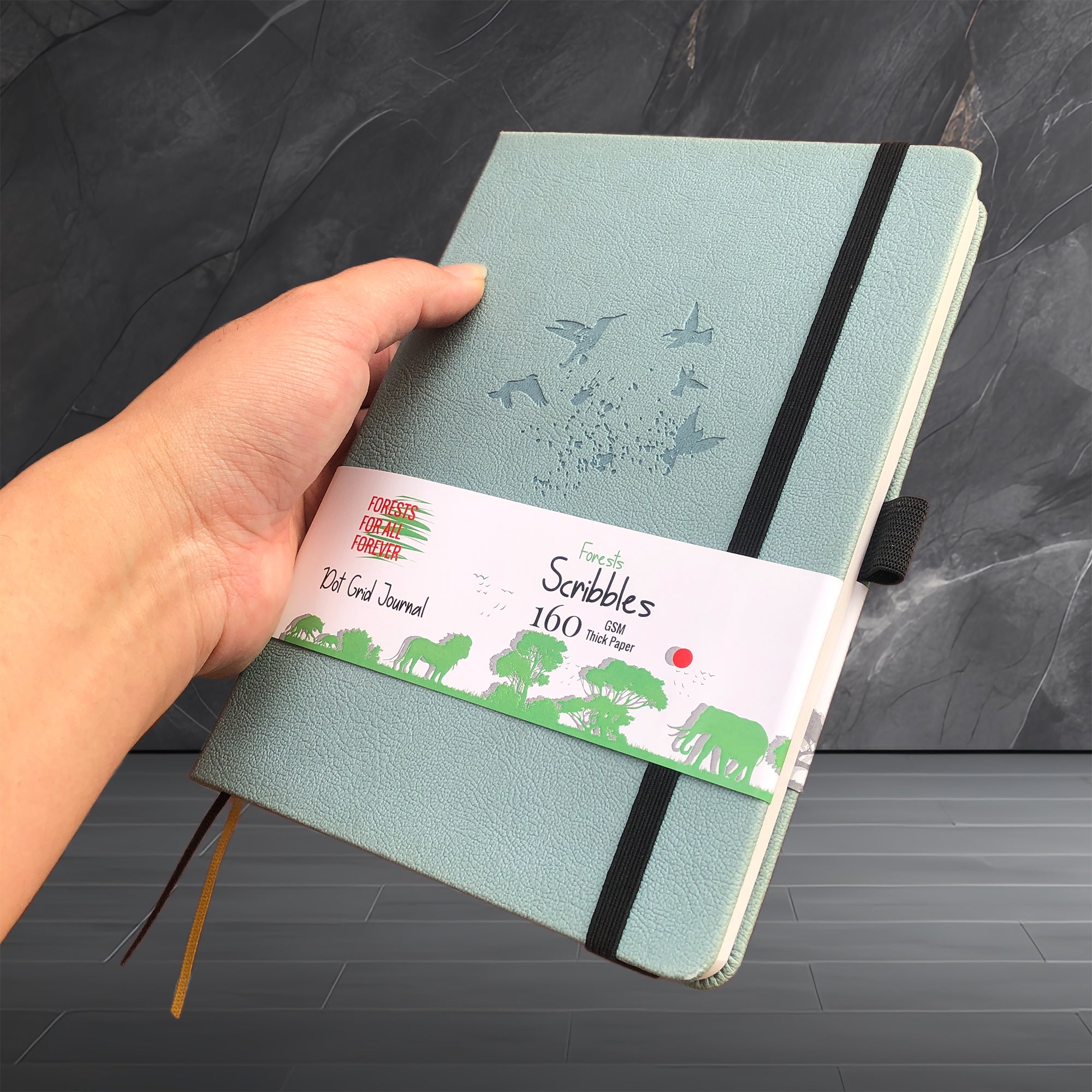 A5 Mist Blue Bird Dot Grid Journal with 160gsm Bamboo Paper-zoom-3