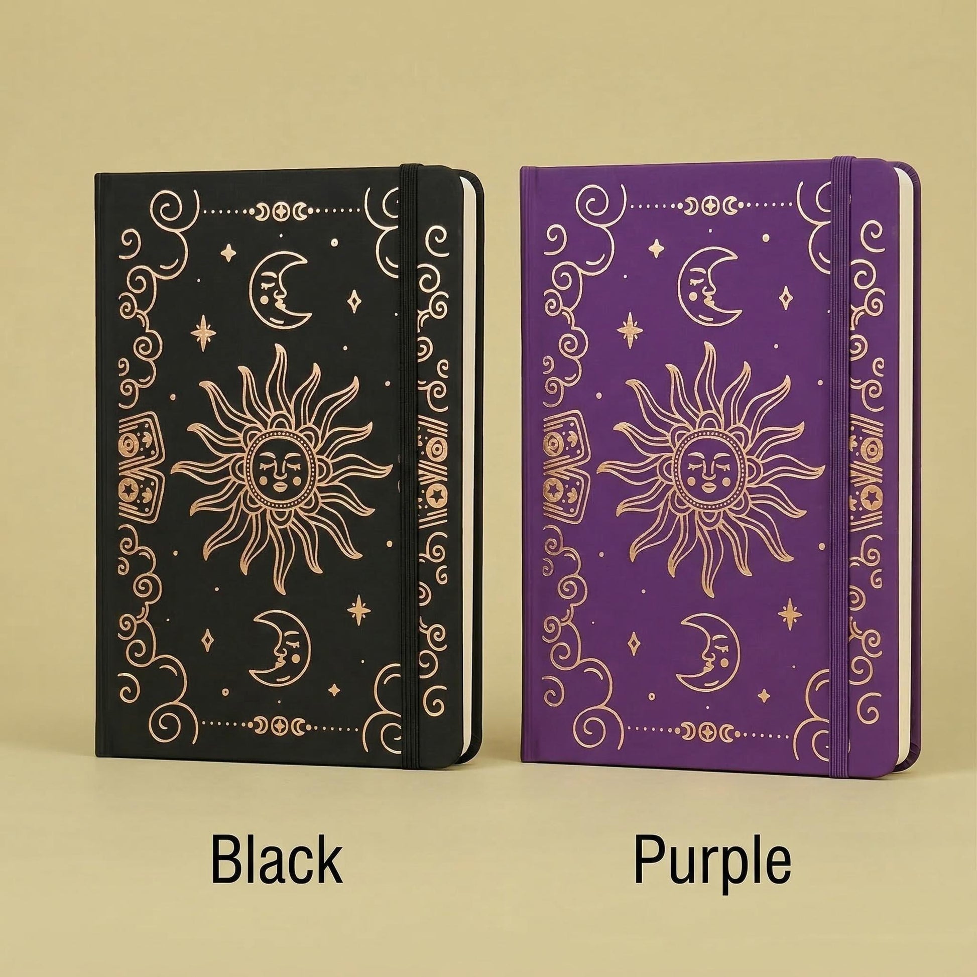 A5 Dot Grid Journal with Gold Foil Sun & Moon Astrology Cover-1