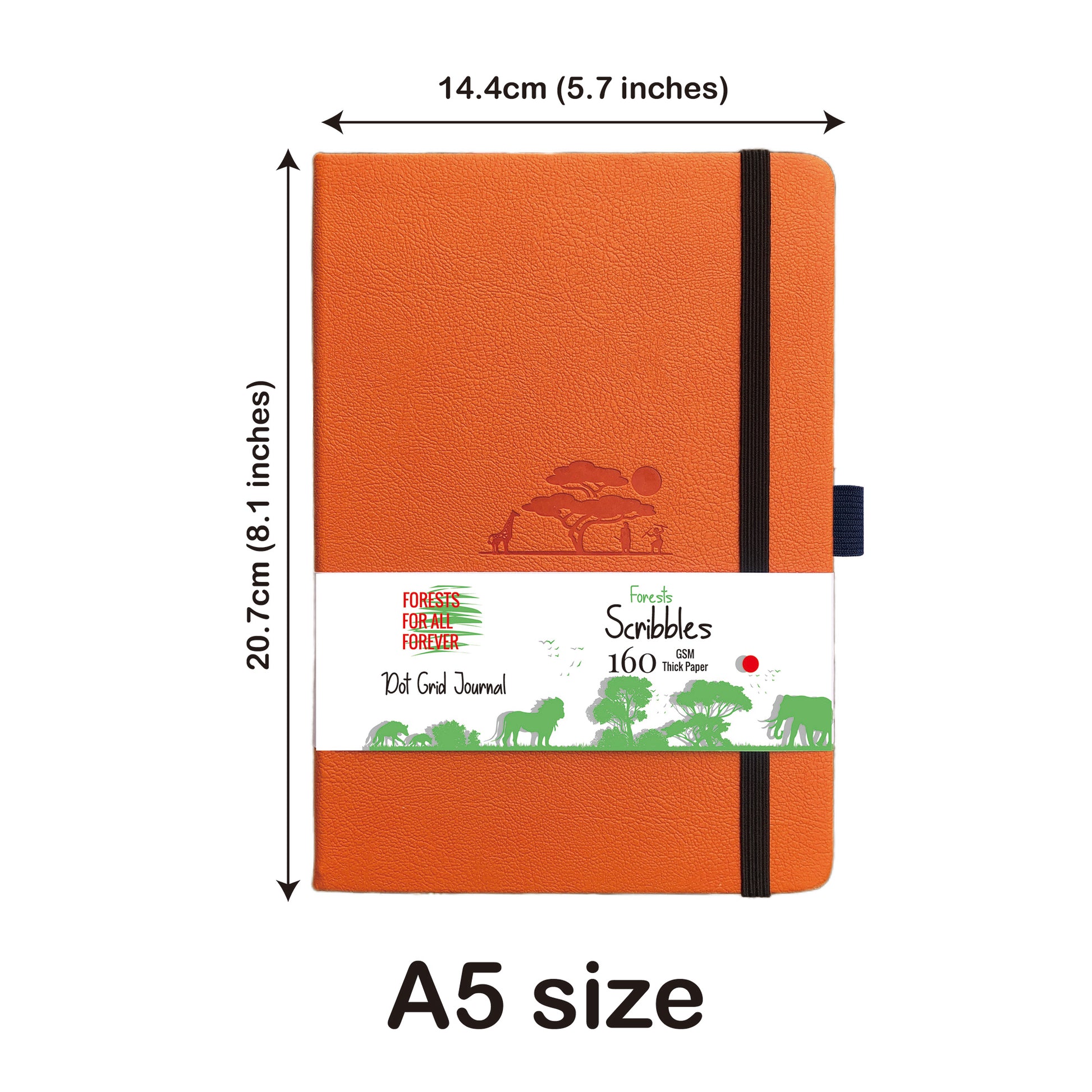 A5 Orange Safari Dot Grid Journal with 160gsm Paper-3