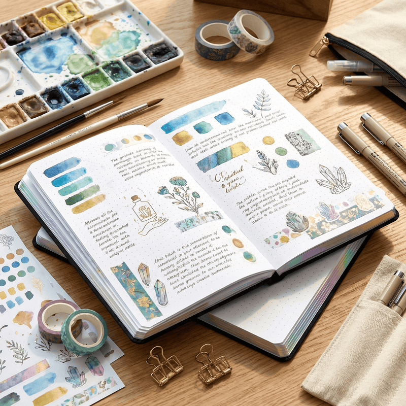 180gsm bambou papier A5 bouteilles mystère pointillé carnet Bullet Journal-zoom-