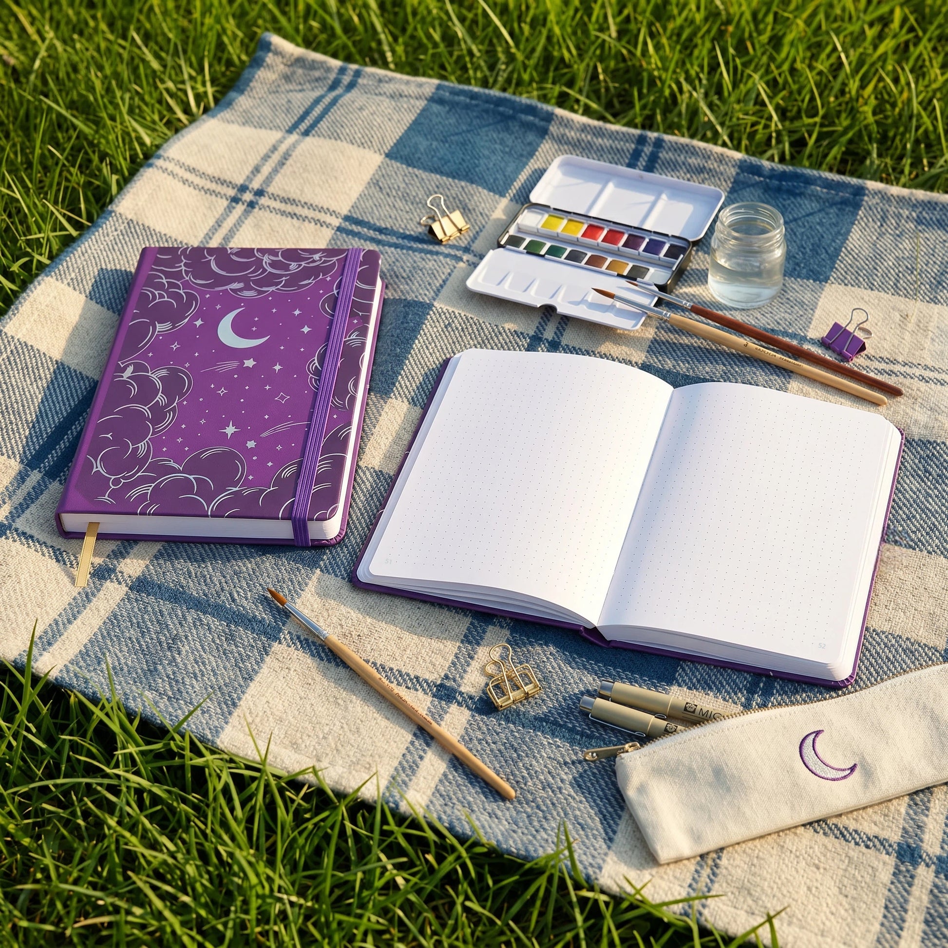 BUKE A5 dot grid notebook with gold ribbon bookmark