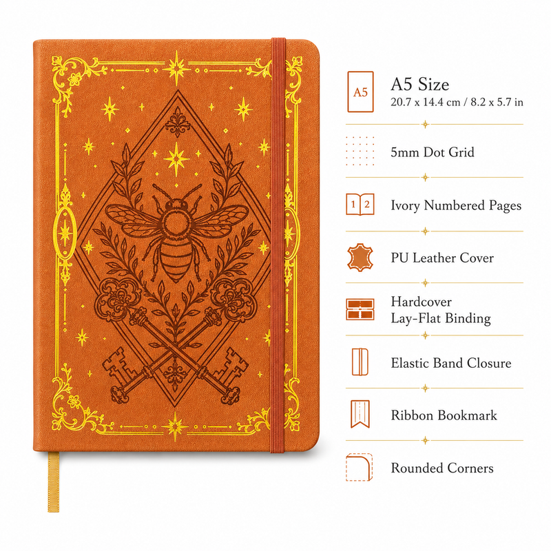 Journal à pois en papier de bambou 160 g/m², taille MOLESKINE de voyage-zoom-