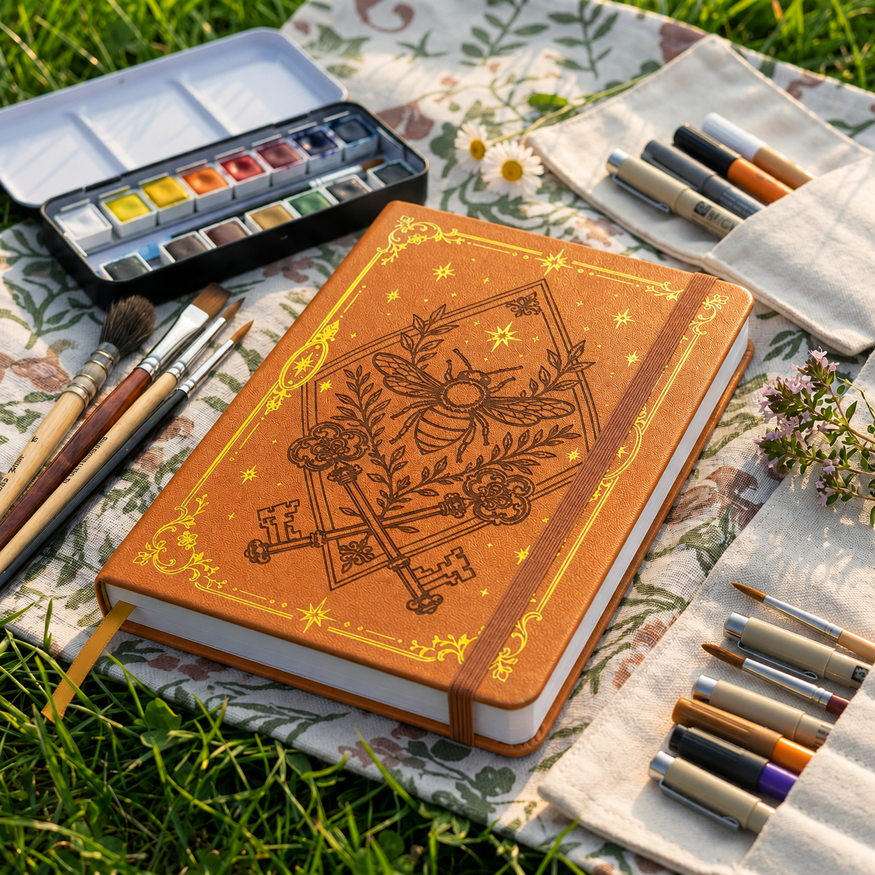 BUKE Vintage Bee PU Leather Hardcover Dot Grid Notebook