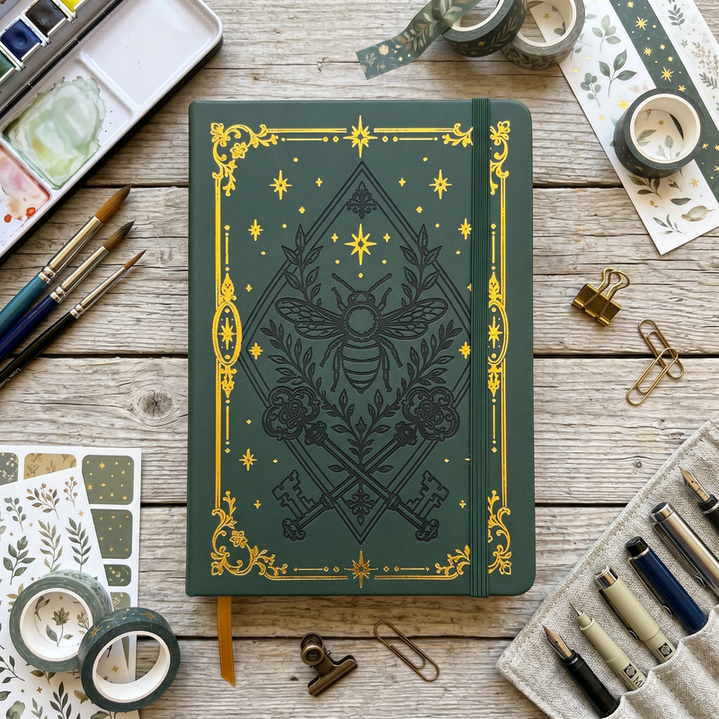 Journal à pois en papier de bambou 160 g/m², taille MOLESKINE de voyage-zoom-