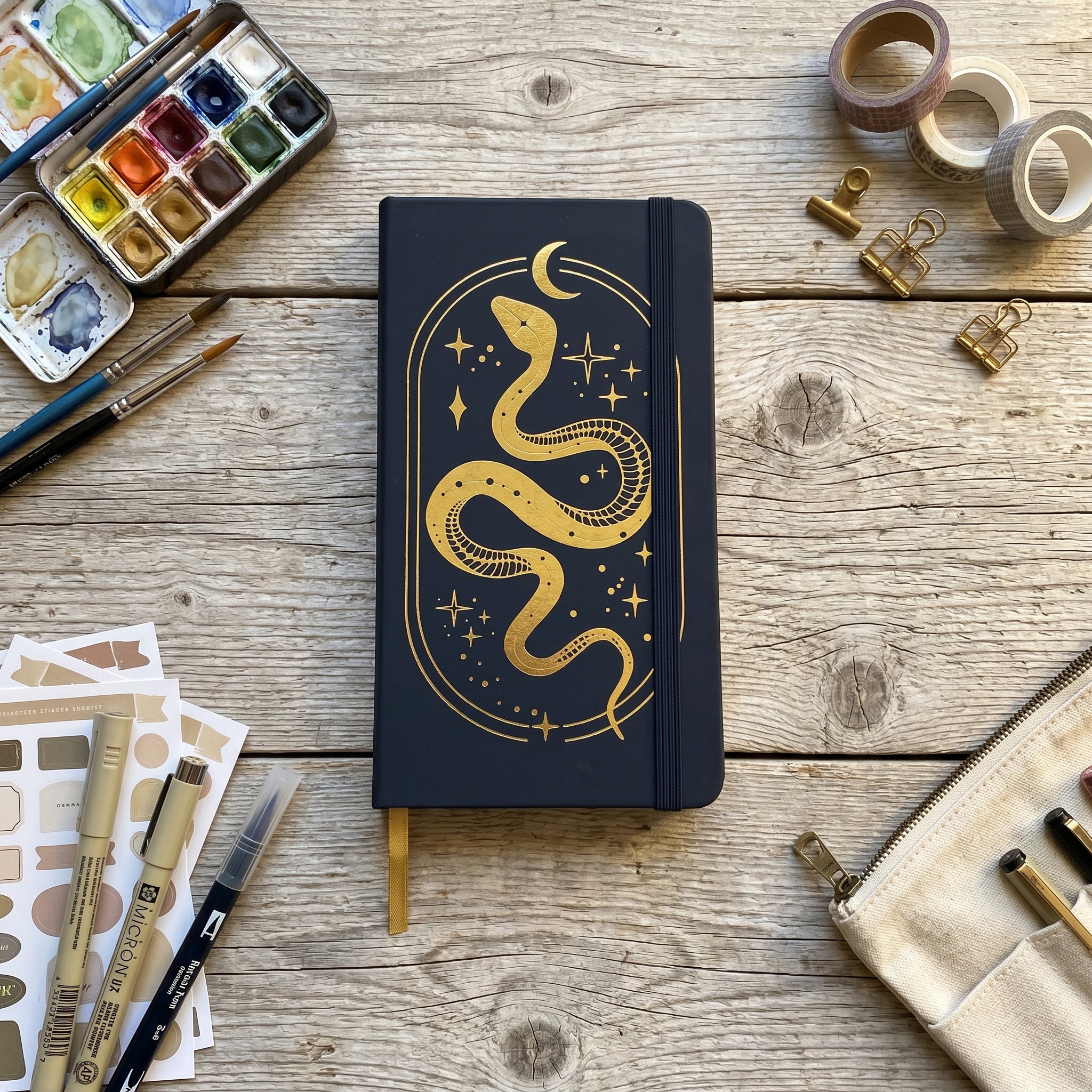 Pink BUKE snake B6 pocket size notebook with 9.2 x 17.2 cm dimensions