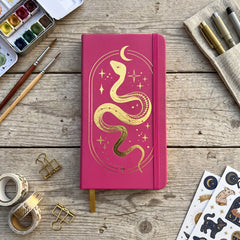 BUKE faux PU leather snake notebook with thread stitching and elastic band