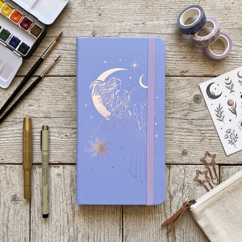 BUKE Lavender Celestial Woman B6 Dot Grid Notebook PU Leather Cover-zoom-